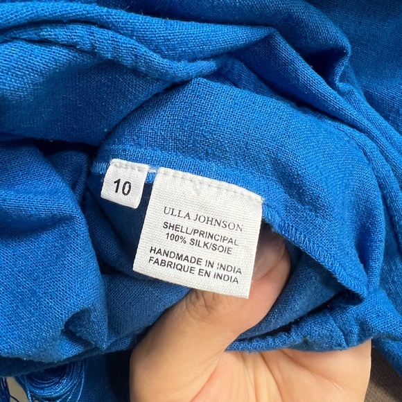 NWT Ulla Johnson Royal Blue Linen Top Blouse Tassels Stunning Long sleeve 10 - Picture 4 of 8